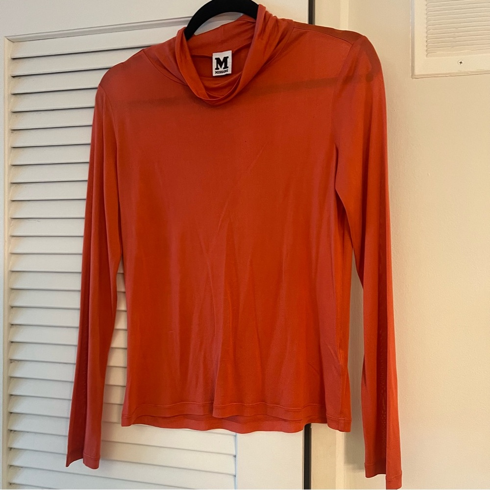 M Missoni Coral Sheer turtleneck